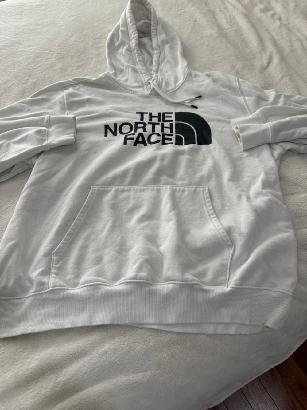The North Face White Hoodie Hoodie with Black Logo Size XXL